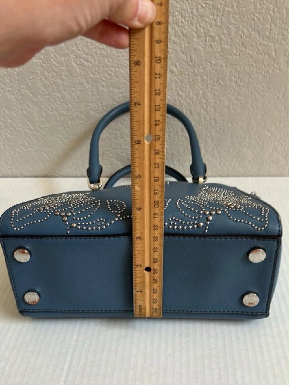 Michael Kors Ellis Small Convertible Leather Shoulder Bag - Denim Blue - Picture 10 of 10